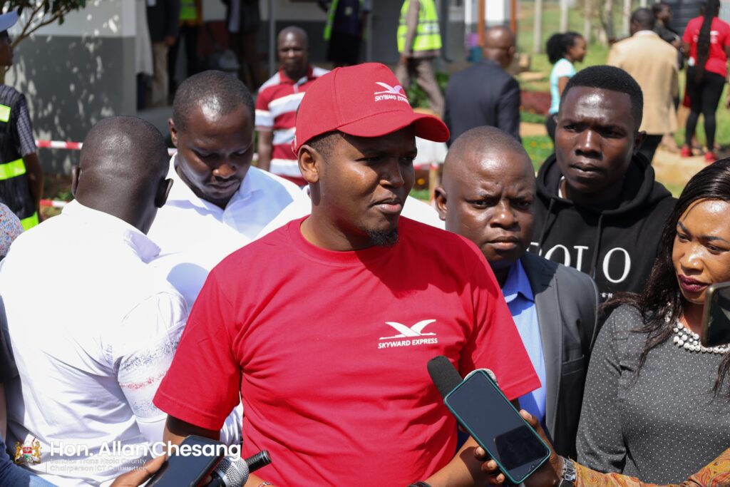 Sen Chesang addressing the media after the flag off.